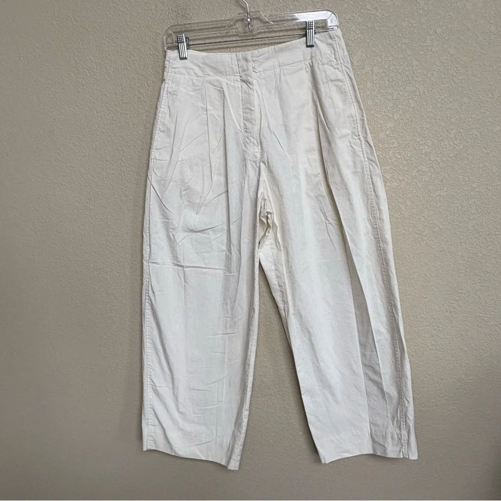 COS Wide Leg Linen-Blend Pants in Off-White